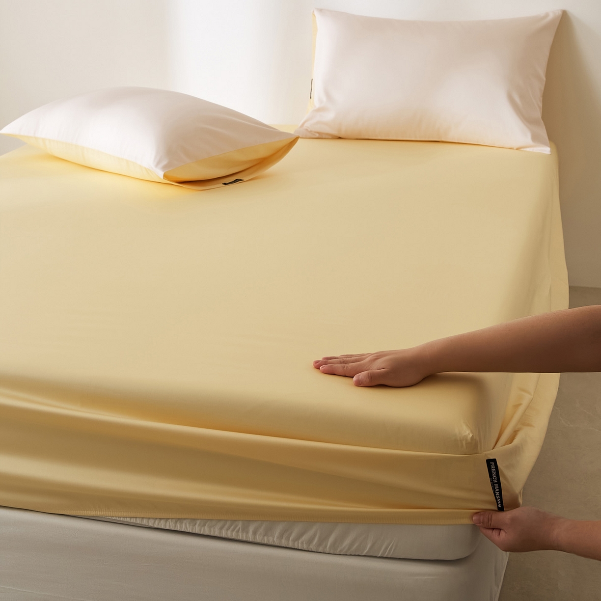 91家纺网 家纺一手货源 找家纺 EH家居 2026新款长绒棉安缦之境单品系列单床笠 安缦之境-奶盖黄