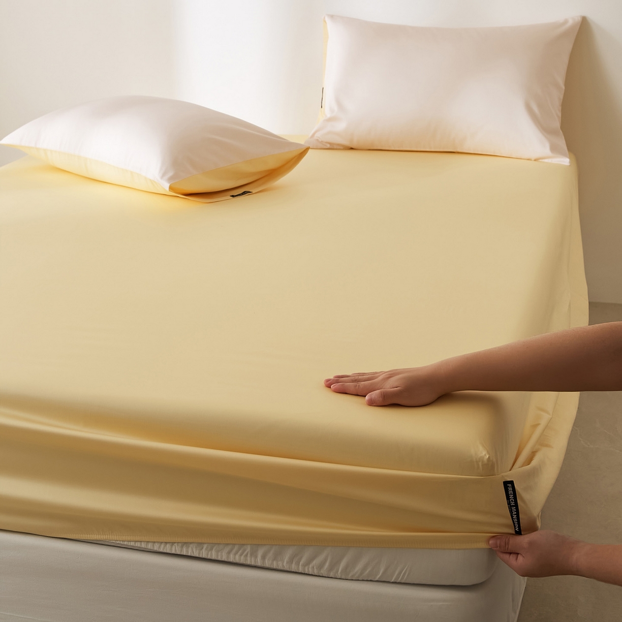 91家纺网 家纺一手货源 找家纺 EH家居 2026新款长绒棉安缦之境单品系列单床笠 安缦之境-奶盖黄