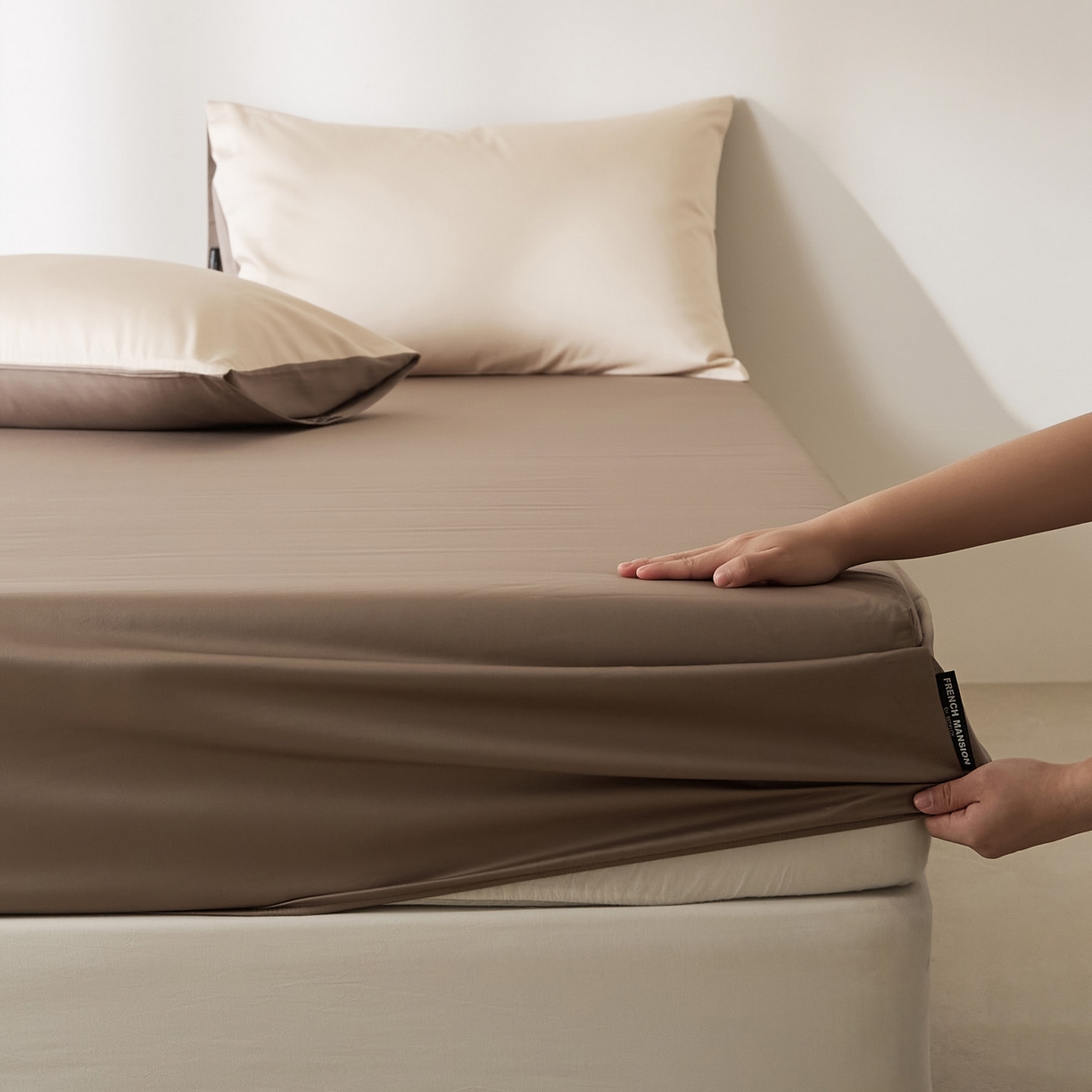 91家纺网 家纺一手货源 找家纺 EH家居 2026新款长绒棉安缦之境单品系列单床笠 安缦之境-秋山棕