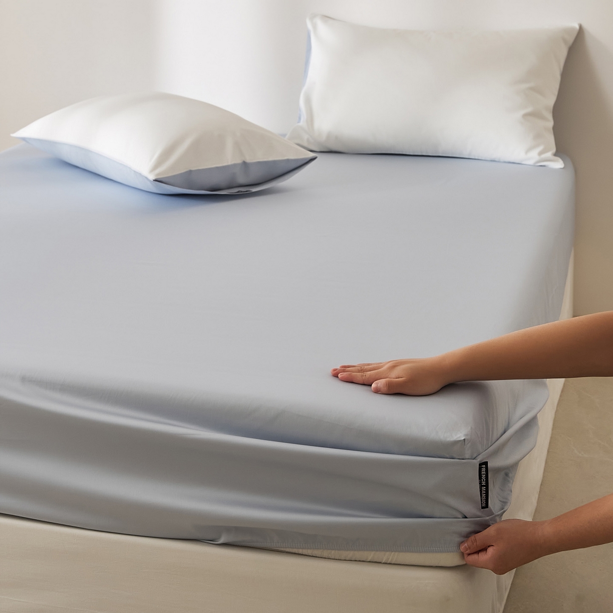 91家纺网 家纺一手货源 找家纺 EH家居 2026新款长绒棉安缦之境单品系列单床笠 安缦之境-夏至蓝