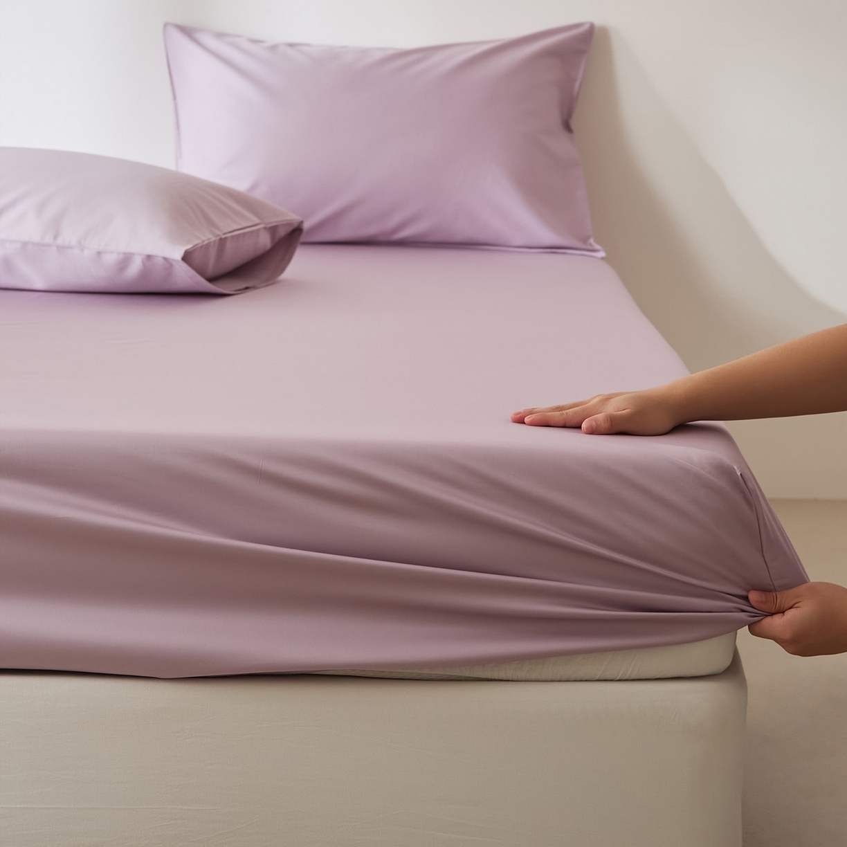 91家纺网 家纺一手货源 找家纺 EH家居 2026新款长绒棉安缦之境单品系列单床笠 安缦之境-暮藤紫