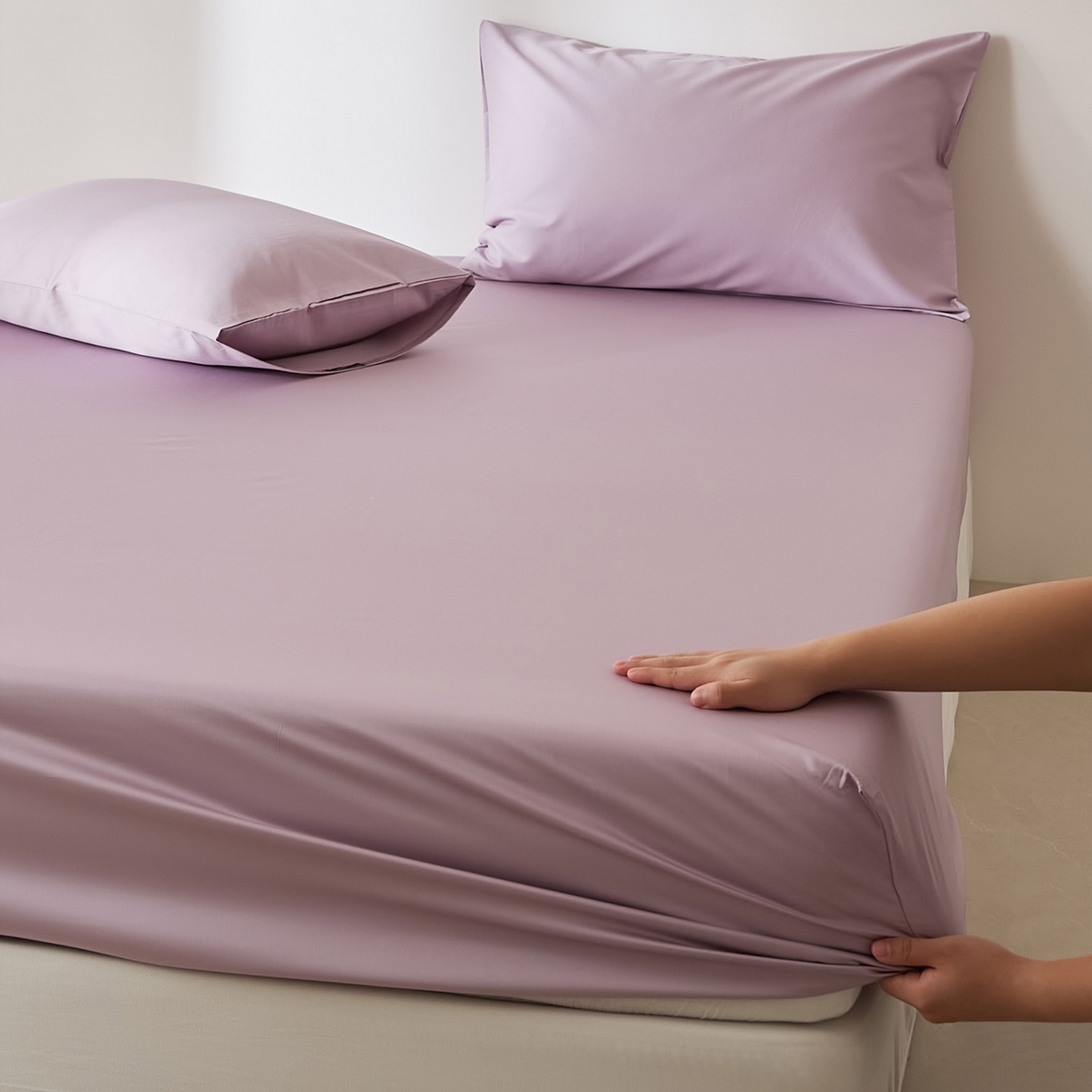 91家纺网 家纺一手货源 找家纺 EH家居 2026新款长绒棉安缦之境单品系列单床笠 安缦之境-暮藤紫