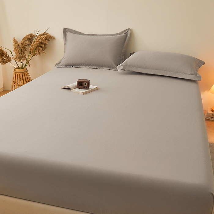 91家纺网 家纺一手货源 找家纺 名优家纺 2026新款纯色高密全棉纯棉床笠单床笠床笠单件 浅灰