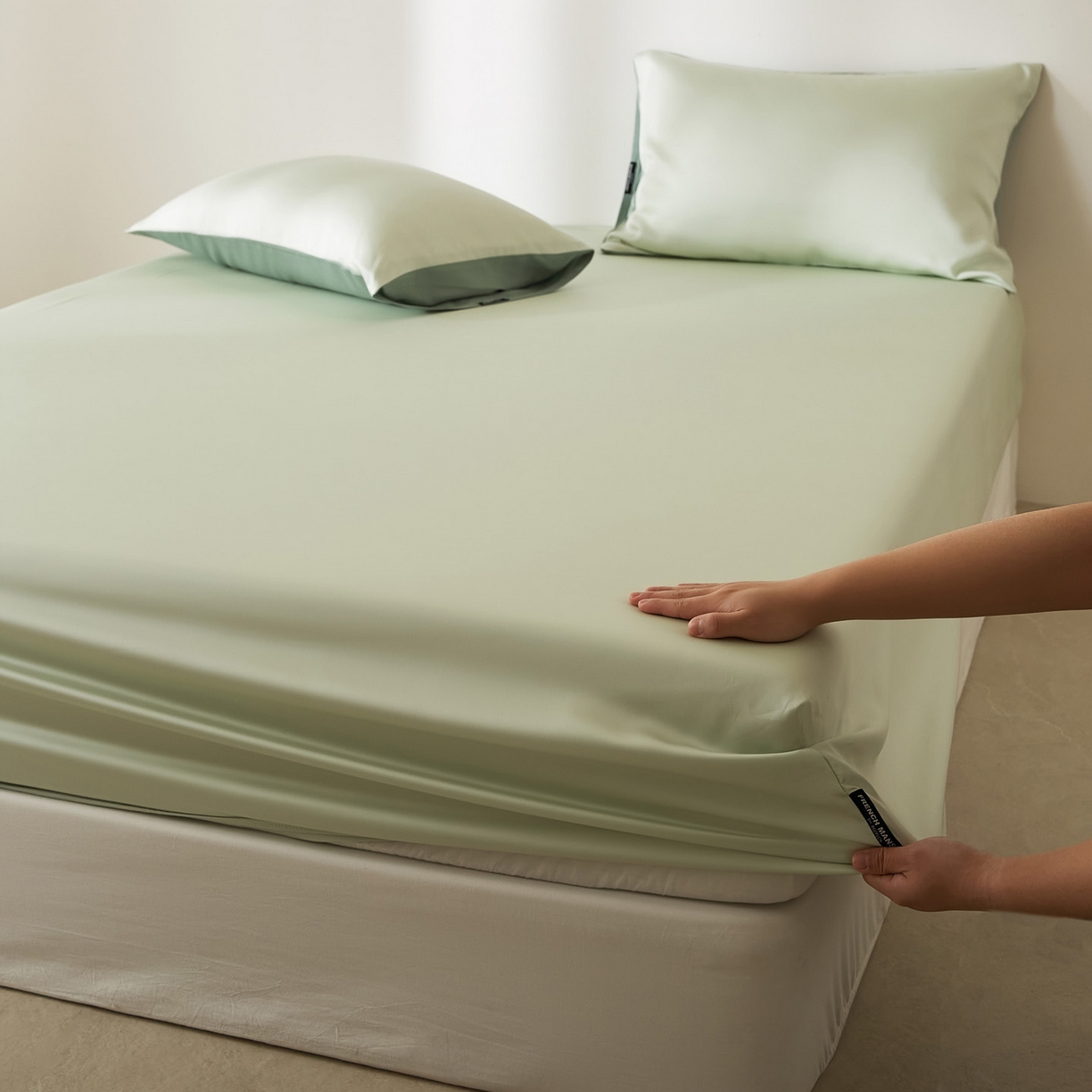 91家纺网 家纺一手货源 找家纺 EH家居 2026新款长绒棉安缦之境单品系列单床笠 安缦之境-烟雨青