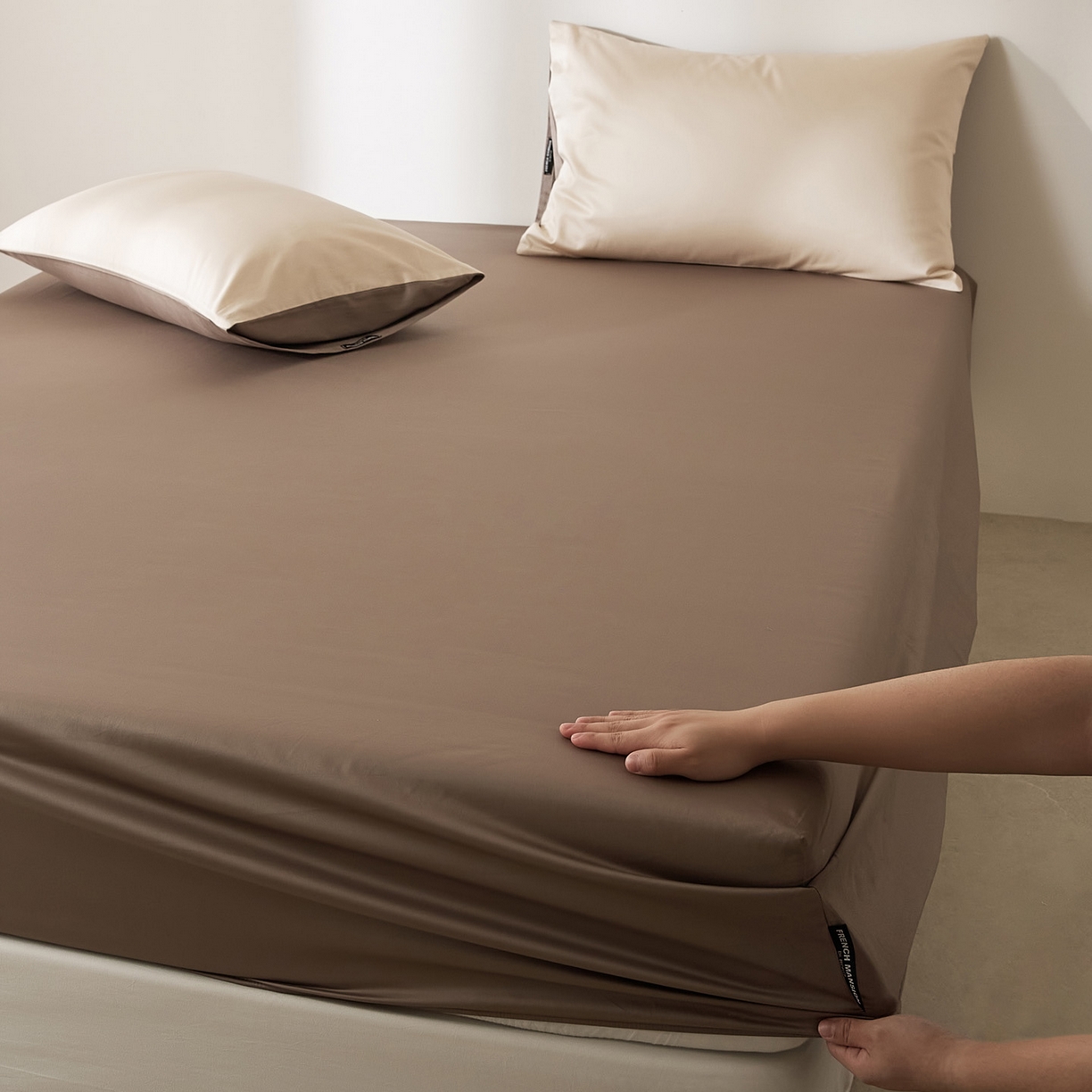 91家纺网 家纺一手货源 找家纺 EH家居 2026新款长绒棉安缦之境单品系列单床笠 安缦之境-秋山棕