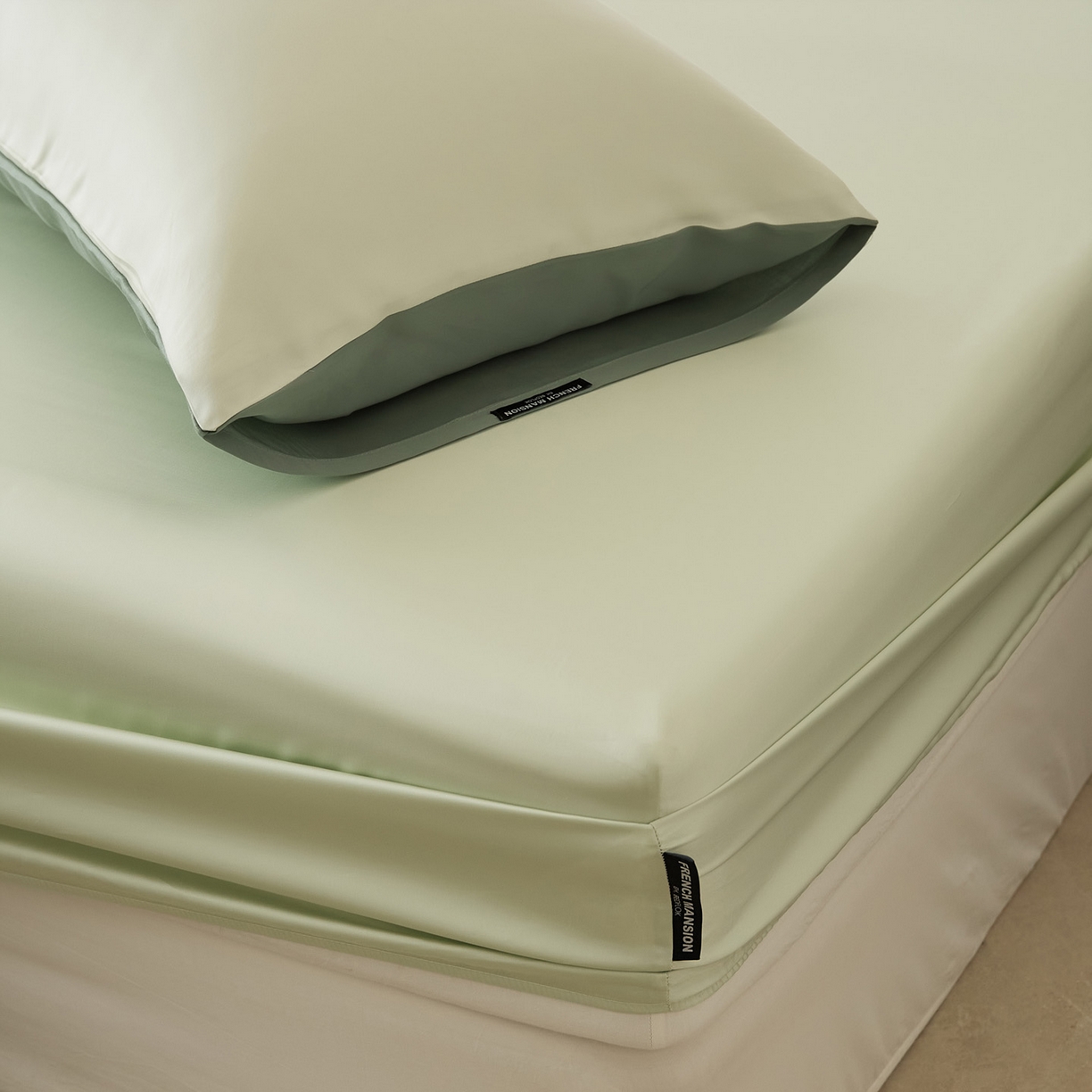 91家纺网 家纺一手货源 找家纺 EH家居 2026新款长绒棉安缦之境单品系列单床笠 安缦之境-烟雨青