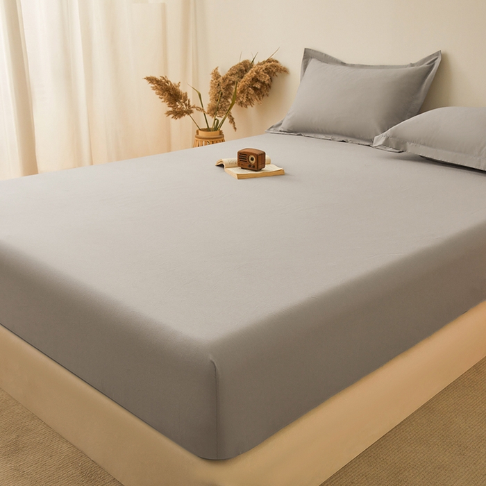 91家纺网 家纺一手货源 找家纺 名优家纺 2026新款纯色高密全棉纯棉床笠单床笠床笠单件 浅灰