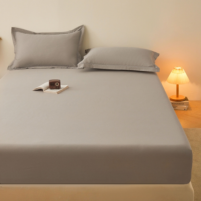 91家纺网 家纺一手货源 找家纺 名优家纺 2026新款纯色高密全棉纯棉床笠单床笠床笠单件 浅灰