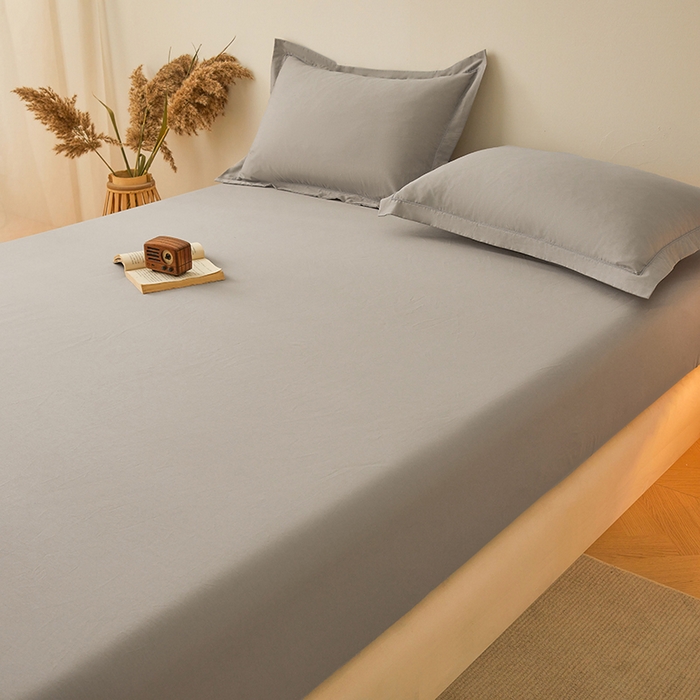 91家纺网 家纺一手货源 找家纺 名优家纺 2026新款纯色高密全棉纯棉床笠单床笠床笠单件 浅灰