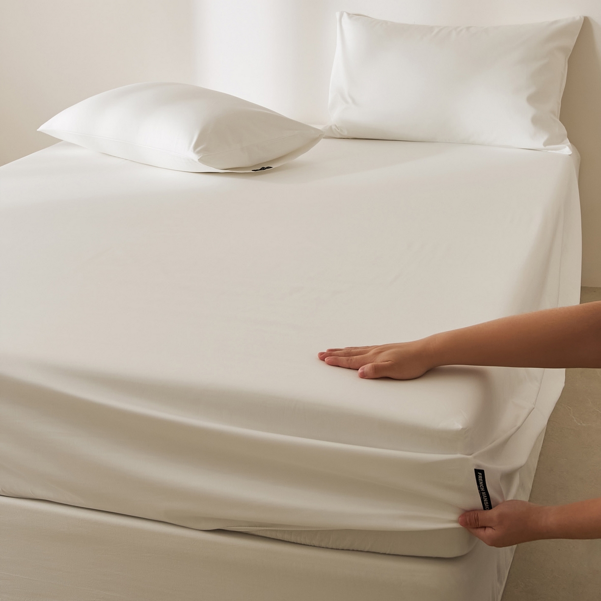 91家纺网 家纺一手货源 找家纺 EH家居 2026新款长绒棉安缦之境单品系列单床笠 安缦之境-月影白