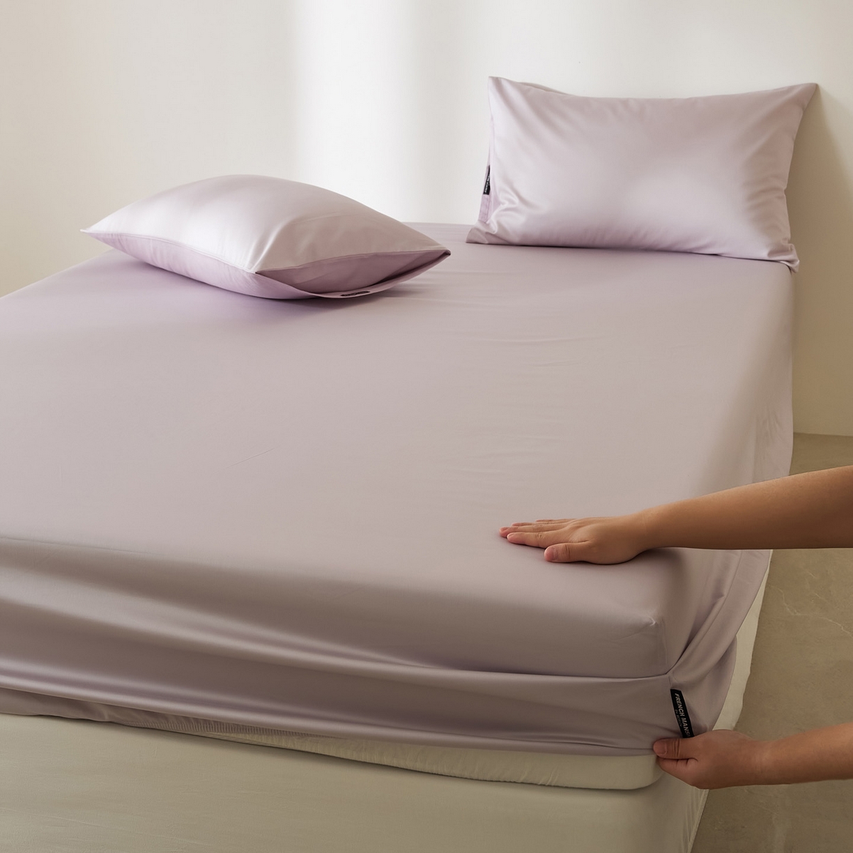 91家纺网 家纺一手货源 找家纺 EH家居 2026新款长绒棉安缦之境单品系列单床笠 安缦之境-灰樱紫