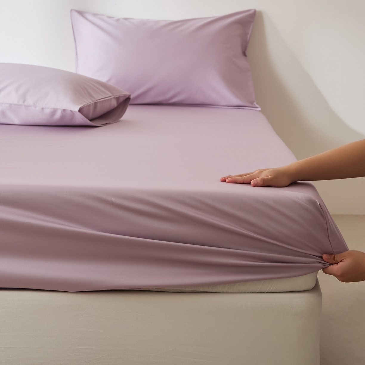 91家纺网 家纺一手货源 找家纺 EH家居 2026新款长绒棉安缦之境单品系列单床笠 安缦之境-暮藤紫