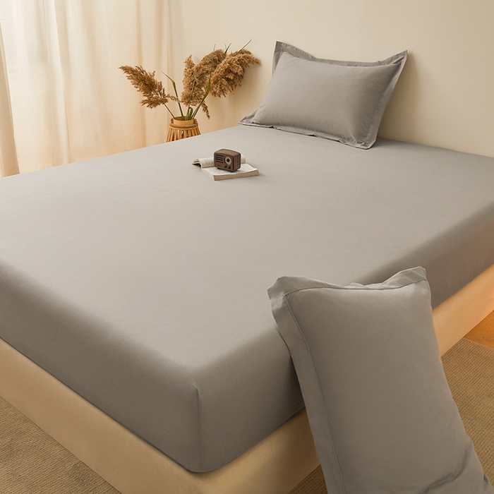 91家纺网 家纺一手货源 找家纺 名优家纺 2026新款纯色高密全棉纯棉床笠单床笠床笠单件 浅灰