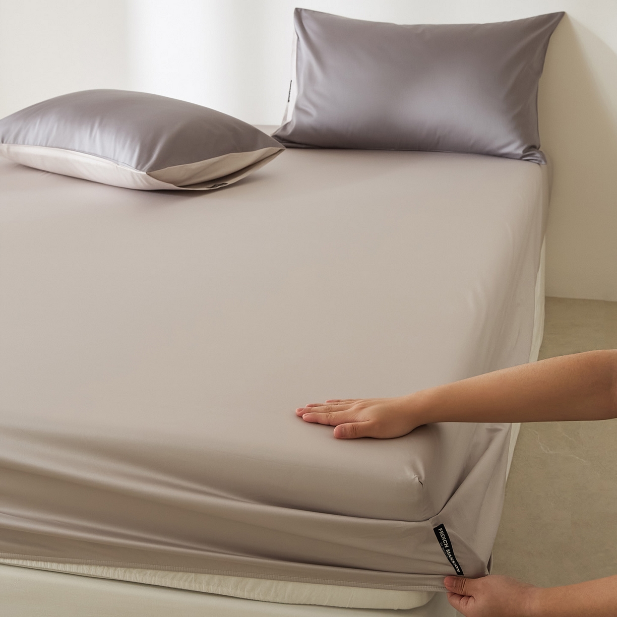 91家纺网 家纺一手货源 找家纺 EH家居 2026新款长绒棉安缦之境单品系列单床笠 安缦之境-都市灰