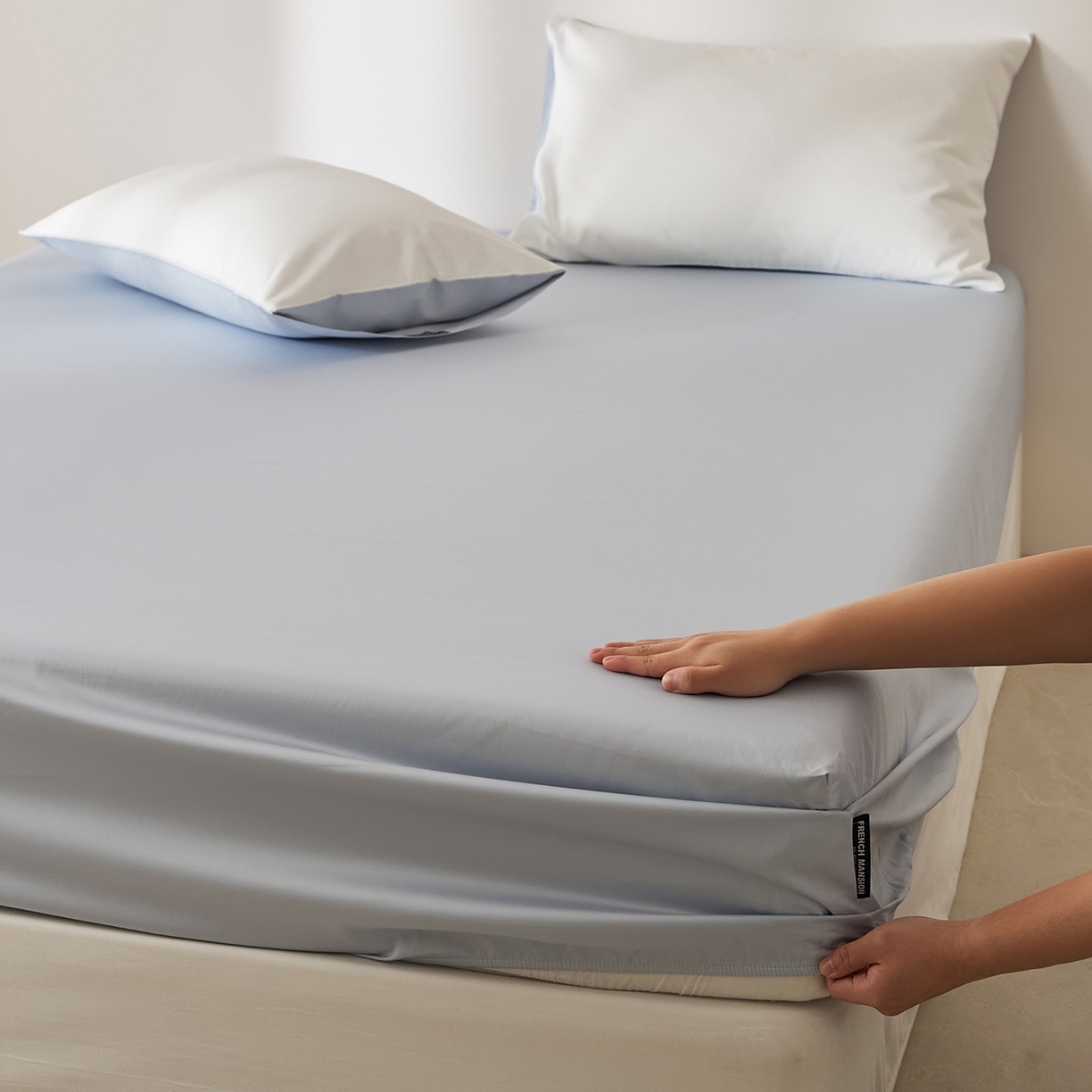 91家纺网 家纺一手货源 找家纺 EH家居 2026新款长绒棉安缦之境单品系列单床笠 安缦之境-夏至蓝