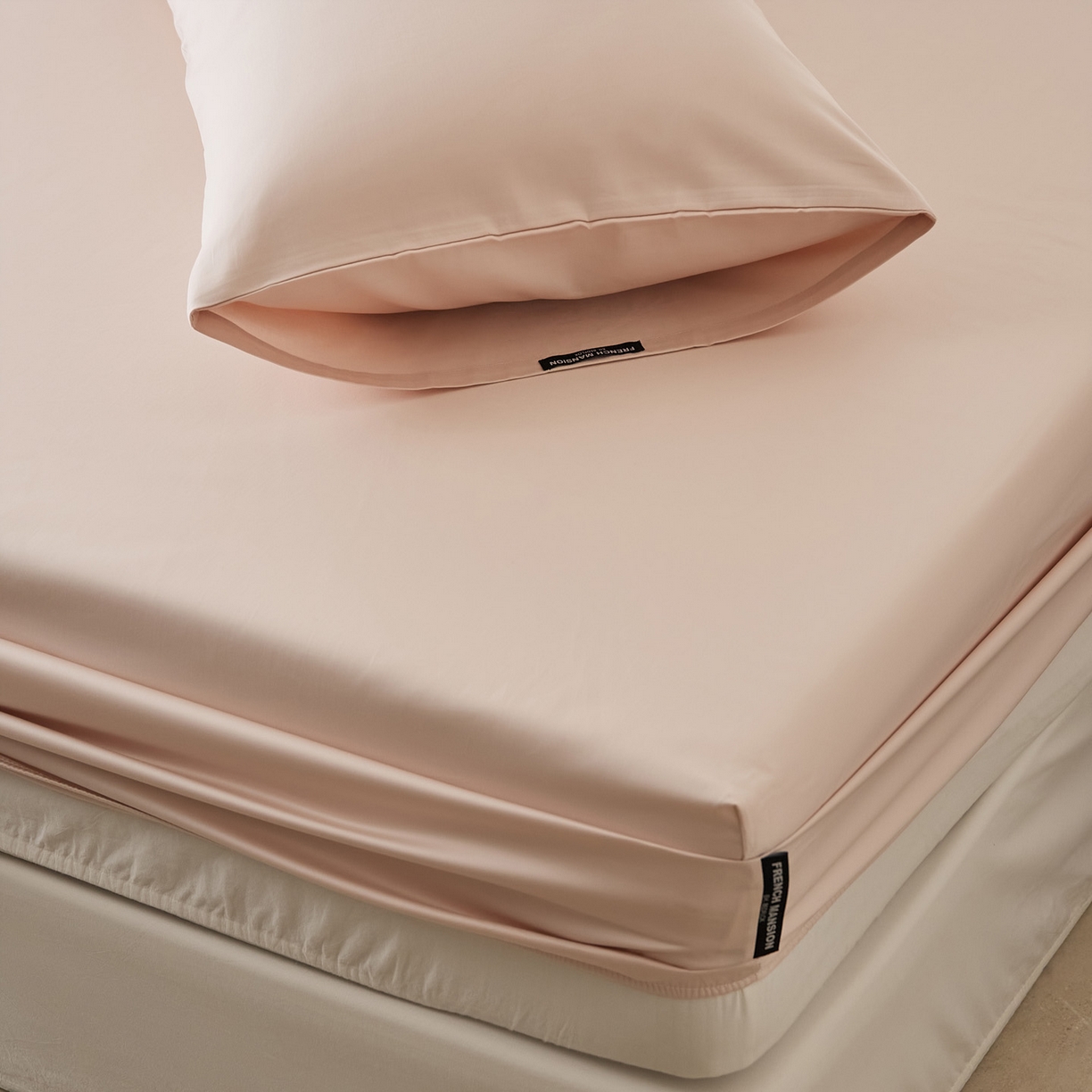 91家纺网 家纺一手货源 找家纺 EH家居 2026新款长绒棉安缦之境单品系列单床笠 安缦之境-贝壳粉