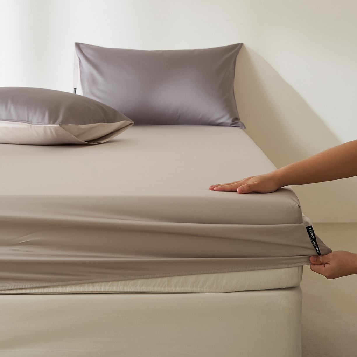 91家纺网 家纺一手货源 找家纺 EH家居 2026新款长绒棉安缦之境单品系列单床笠 安缦之境-都市灰