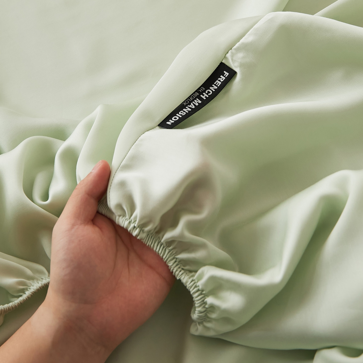 91家纺网 家纺一手货源 找家纺 EH家居 2026新款长绒棉安缦之境单品系列单床笠 安缦之境-烟雨青