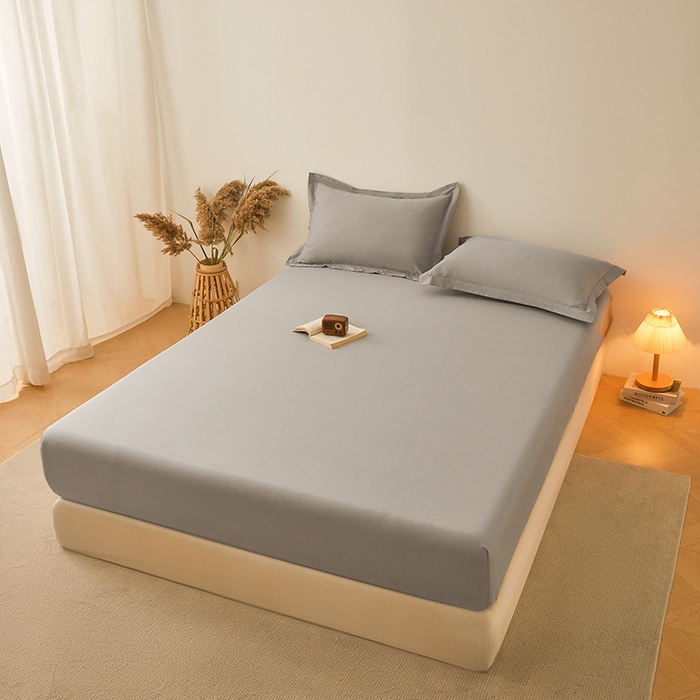 91家纺网 家纺一手货源 找家纺 名优家纺 2026新款纯色高密全棉纯棉床笠单床笠床笠单件 浅灰