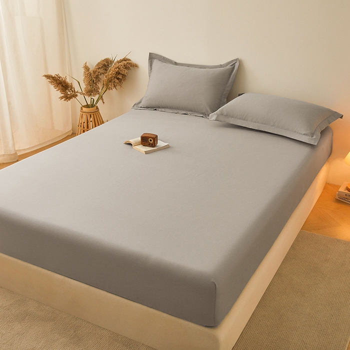 91家纺网 家纺一手货源 找家纺 名优家纺 2026新款纯色高密全棉纯棉床笠单床笠床笠单件 浅灰