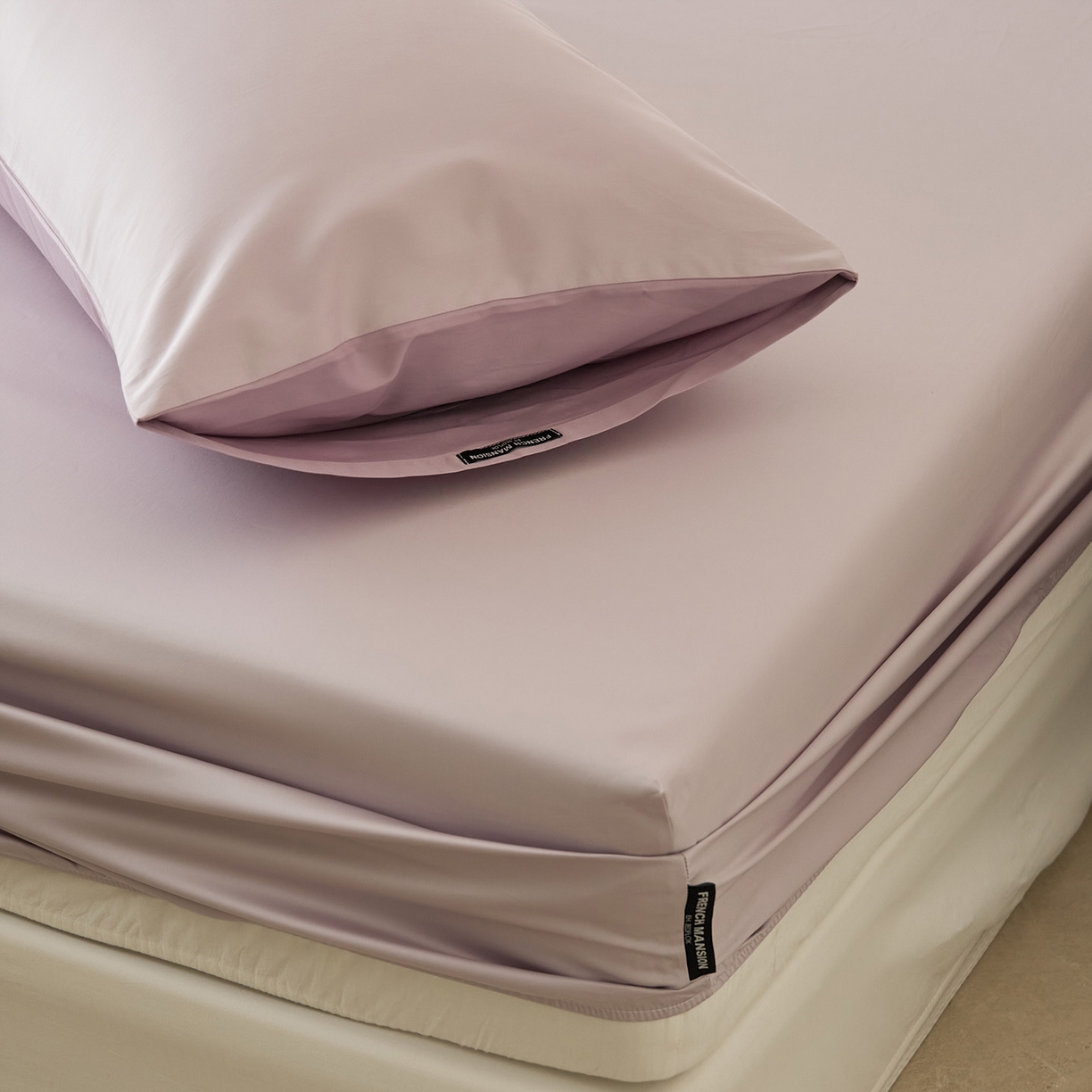 91家纺网 家纺一手货源 找家纺 EH家居 2026新款长绒棉安缦之境单品系列单床笠 安缦之境-灰樱紫