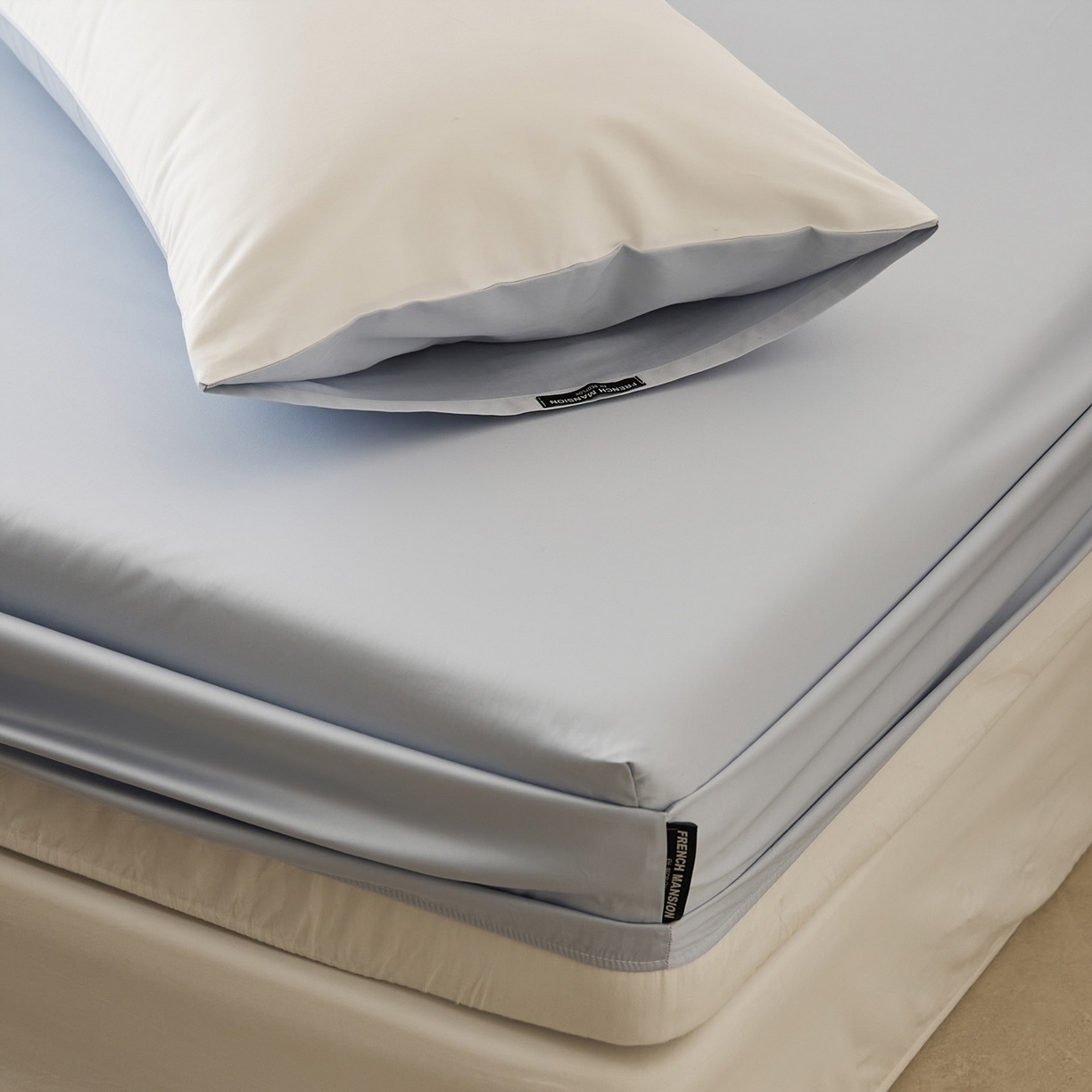 91家纺网 家纺一手货源 找家纺 EH家居 2026新款长绒棉安缦之境单品系列单床笠 安缦之境-夏至蓝