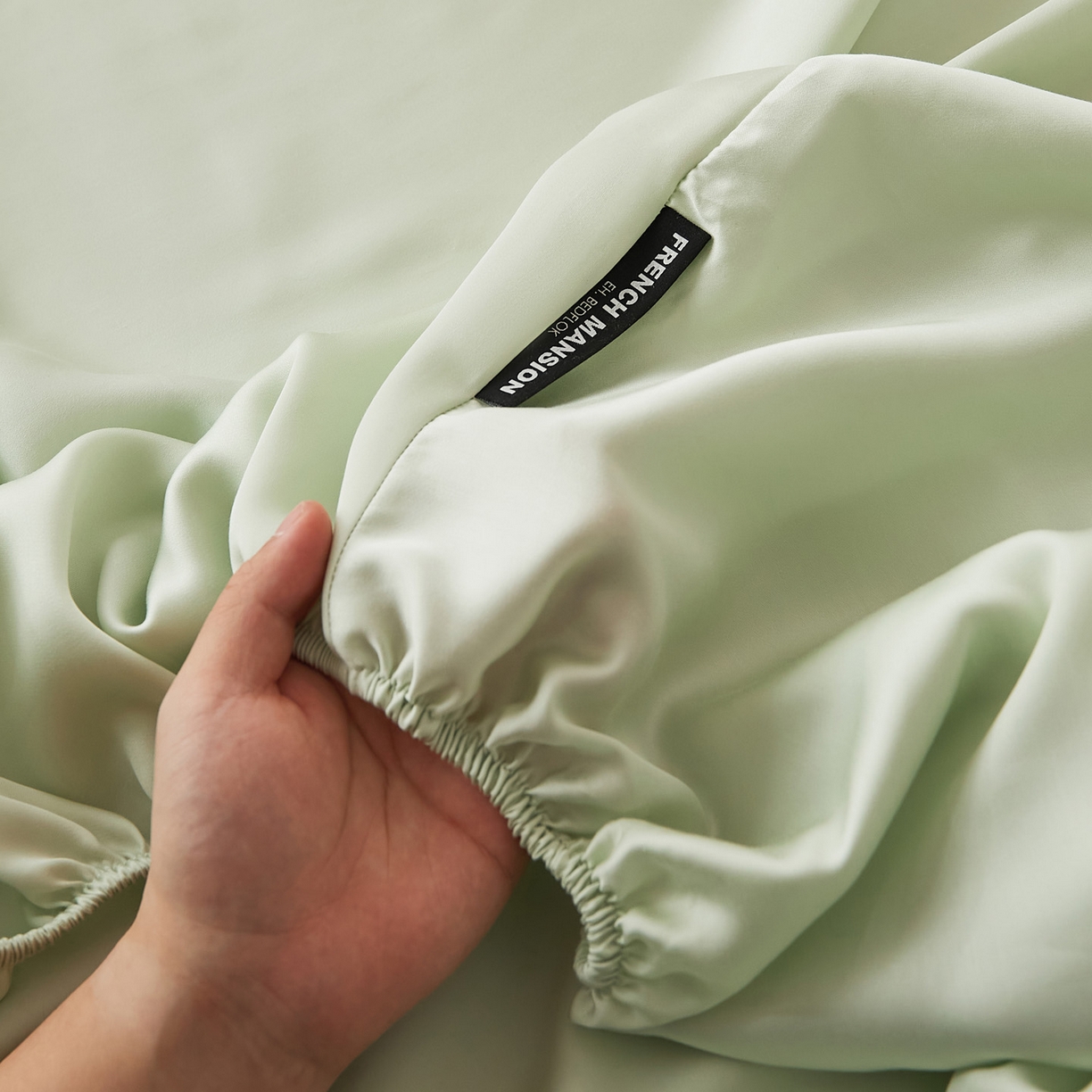 91家纺网 家纺一手货源 找家纺 EH家居 2026新款长绒棉安缦之境单品系列单床笠 安缦之境-烟雨青