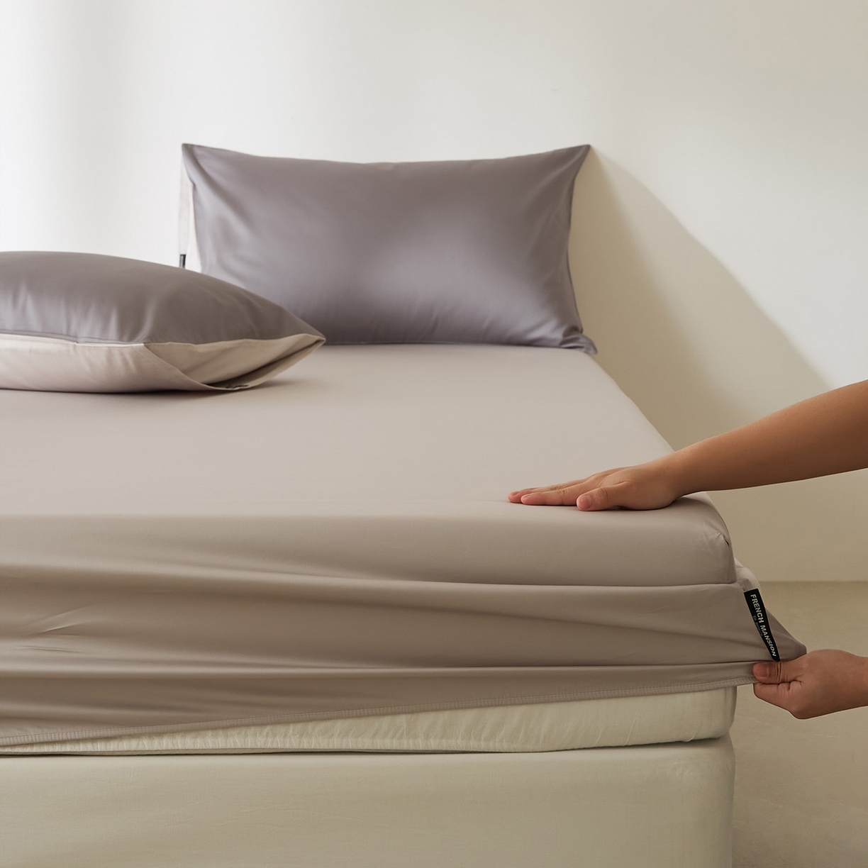 91家纺网 家纺一手货源 找家纺 EH家居 2026新款长绒棉安缦之境单品系列单床笠 安缦之境-都市灰