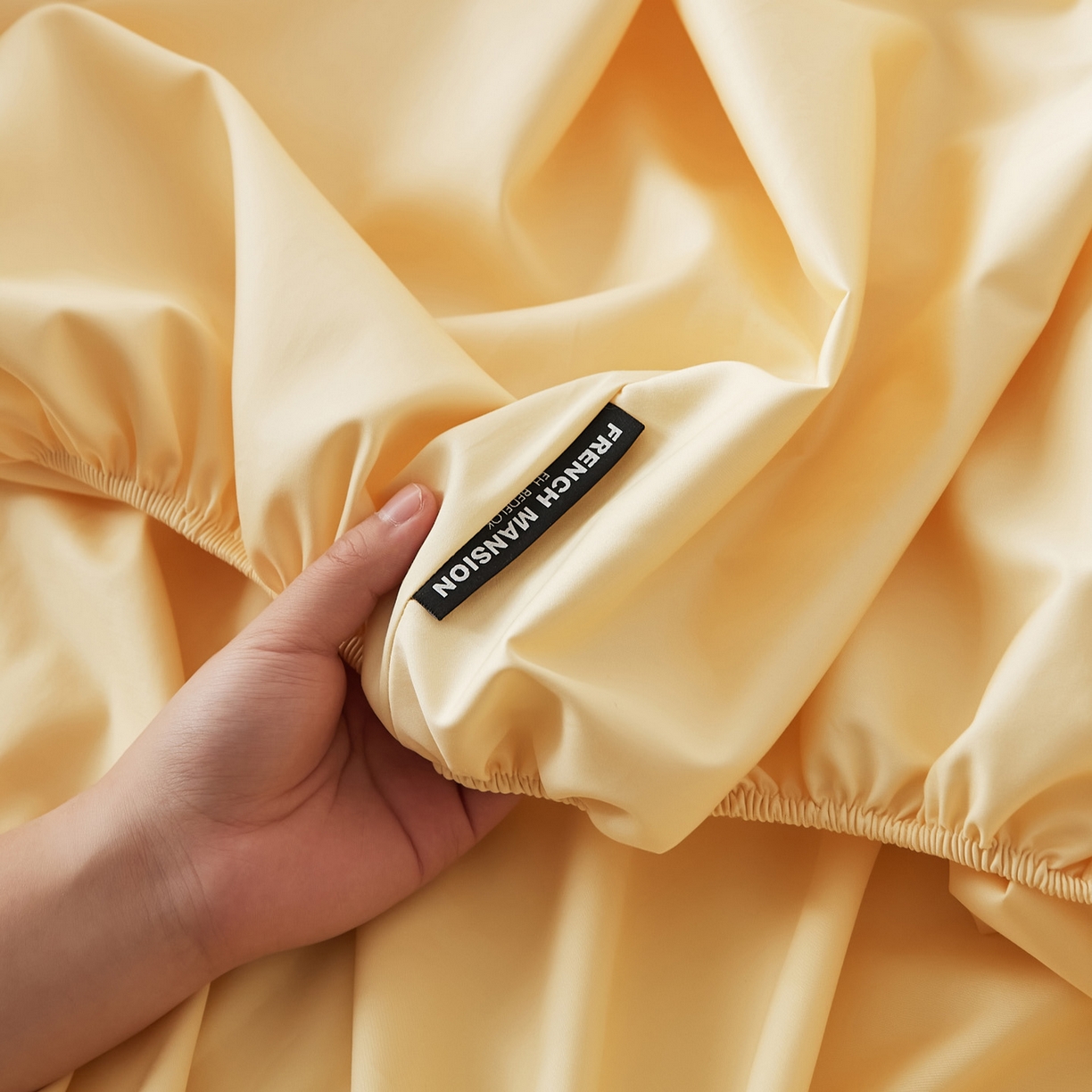 91家纺网 家纺一手货源 找家纺 EH家居 2026新款长绒棉安缦之境单品系列单床笠 安缦之境-奶盖黄