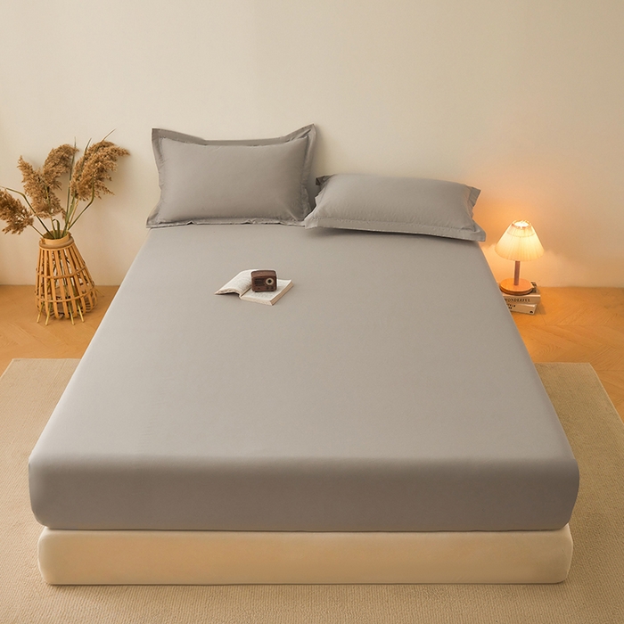 91家纺网 家纺一手货源 找家纺 名优家纺 2026新款纯色高密全棉纯棉床笠单床笠床笠单件 浅灰