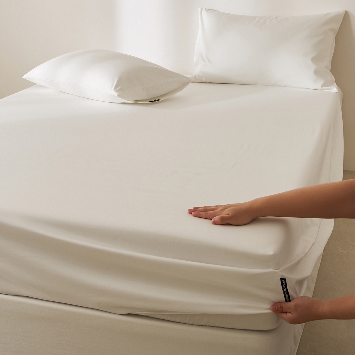 91家纺网 家纺一手货源 找家纺 EH家居 2026新款长绒棉安缦之境单品系列单床笠 安缦之境-月影白