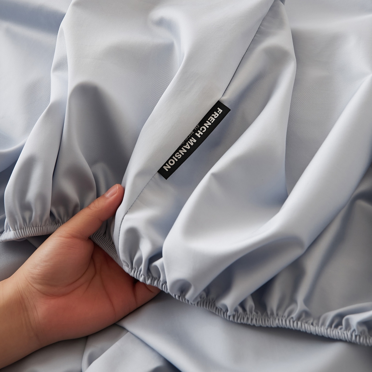 91家纺网 家纺一手货源 找家纺 EH家居 2026新款长绒棉安缦之境单品系列单床笠 安缦之境-夏至蓝