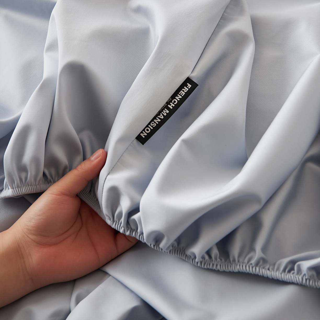 91家纺网 家纺一手货源 找家纺 EH家居 2026新款长绒棉安缦之境单品系列单床笠 安缦之境-夏至蓝