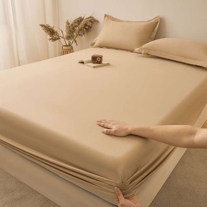 名优家纺 2026新款纯色高密全棉纯棉床笠单床笠床笠单件 浅卡其