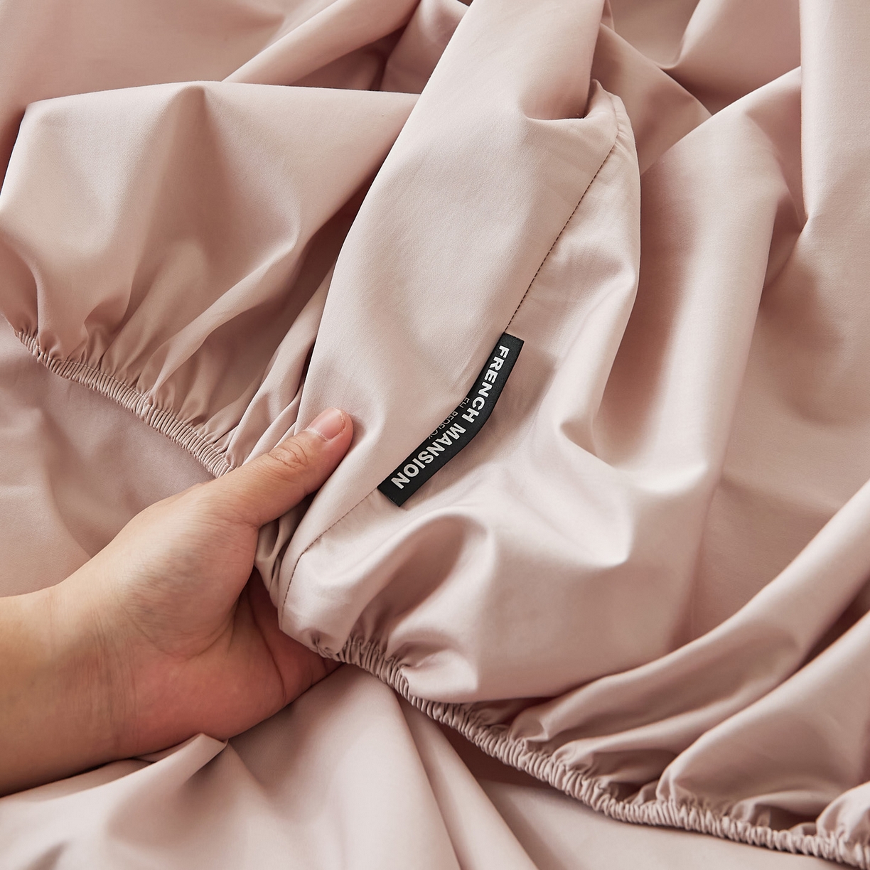 91家纺网 家纺一手货源 找家纺 EH家居 2026新款长绒棉安缦之境单品系列单床笠 安缦之境-灰裸粉