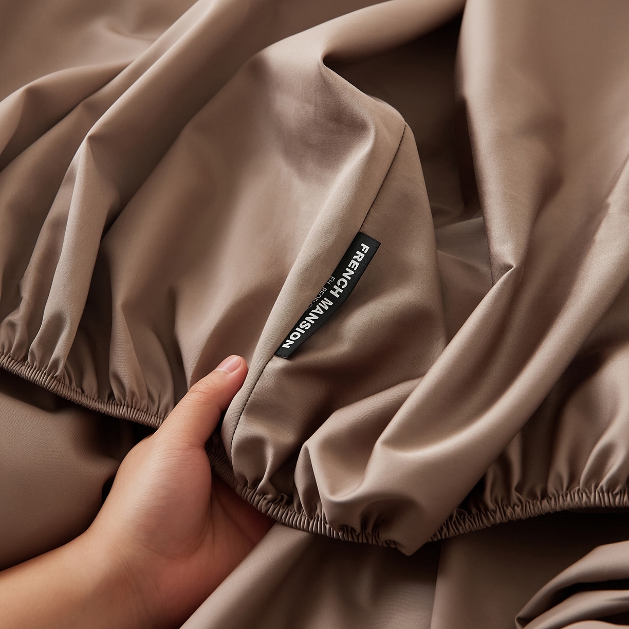 91家纺网 家纺一手货源 找家纺 EH家居 2026新款长绒棉安缦之境单品系列单床笠 安缦之境-布朗尼咖