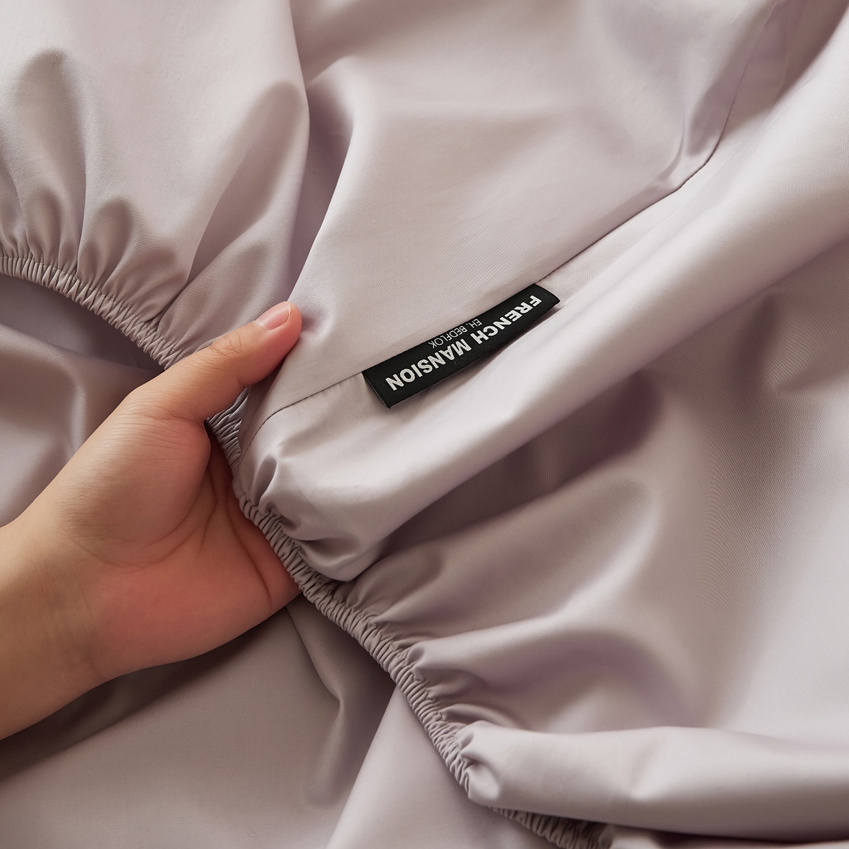 91家纺网 家纺一手货源 找家纺 EH家居 2026新款长绒棉安缦之境单品系列单床笠 安缦之境-灰樱紫