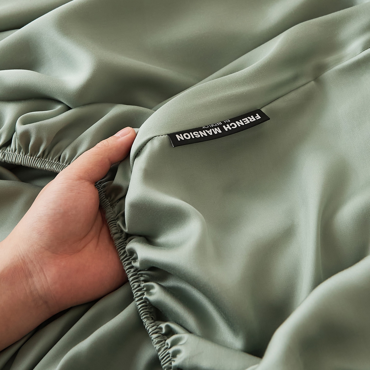 91家纺网 家纺一手货源 找家纺 EH家居 2026新款长绒棉安缦之境单品系列单床笠 安缦之境-藻绿