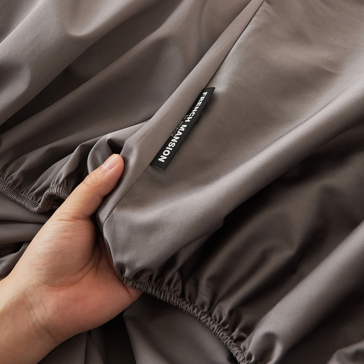 91家纺网 家纺一手货源 找家纺 EH家居 2026新款长绒棉安缦之境单品系列单床笠 安缦之境-冰岛灰