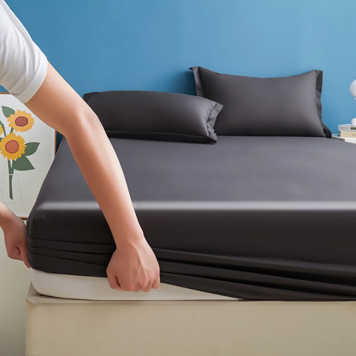 91家纺网 家纺一手货源 找家纺 名优家纺 2026新款纯色高密全棉纯棉床笠单床笠床笠单件 石墨黑