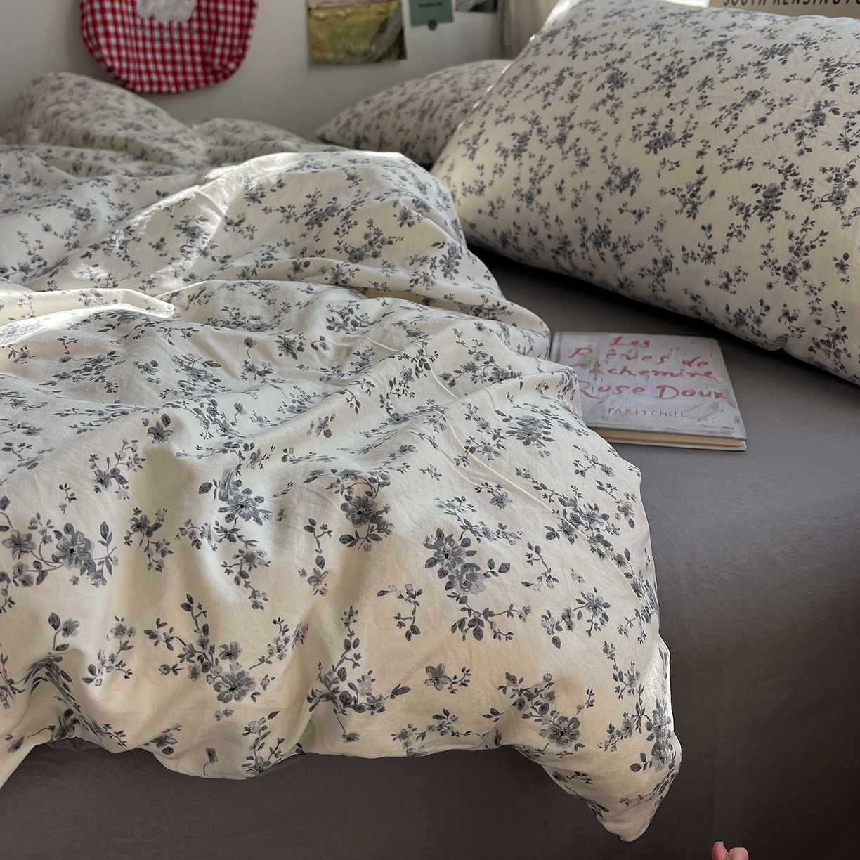 水墨江南 2026新款加厚仿棉古法水洗棉小布袋款印花四件套 初夏