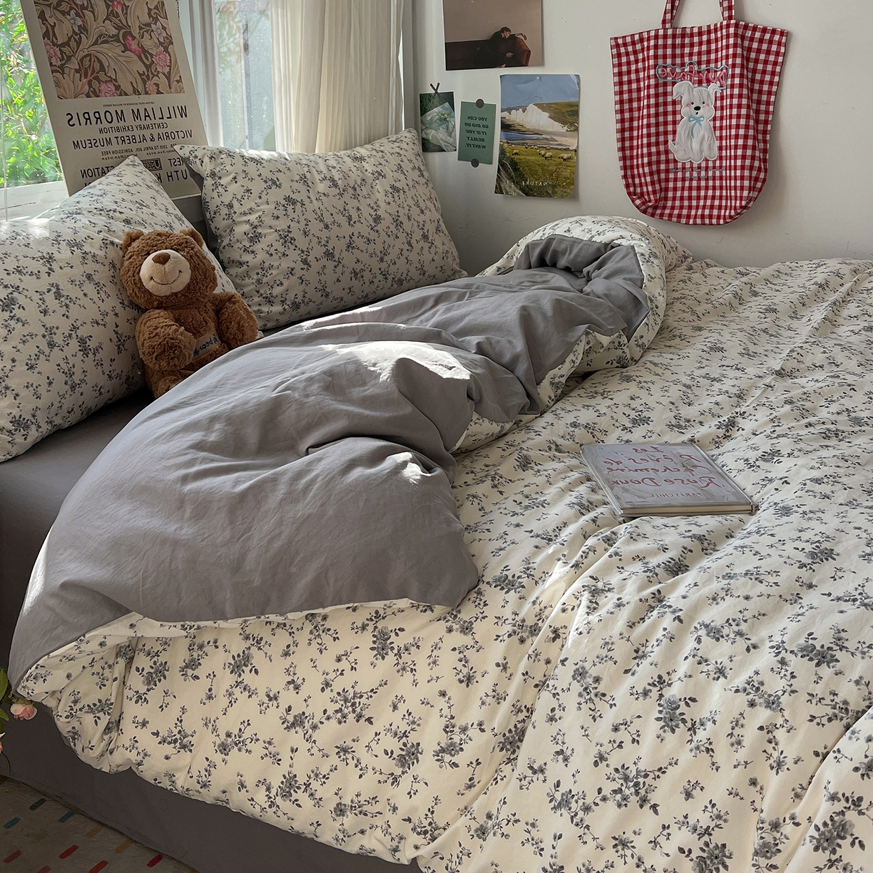 91家纺网 家纺一手货源 找家纺 水墨江南 2026新款加厚仿棉古法水洗棉小布袋款印花四件套 初夏