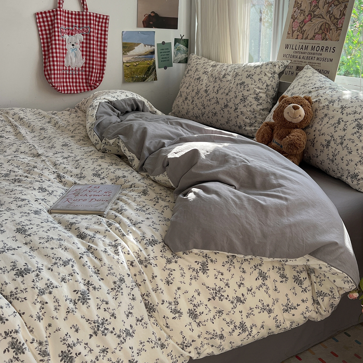 91家纺网 家纺一手货源 找家纺 水墨江南 2026新款加厚仿棉古法水洗棉小布袋款印花四件套 初夏