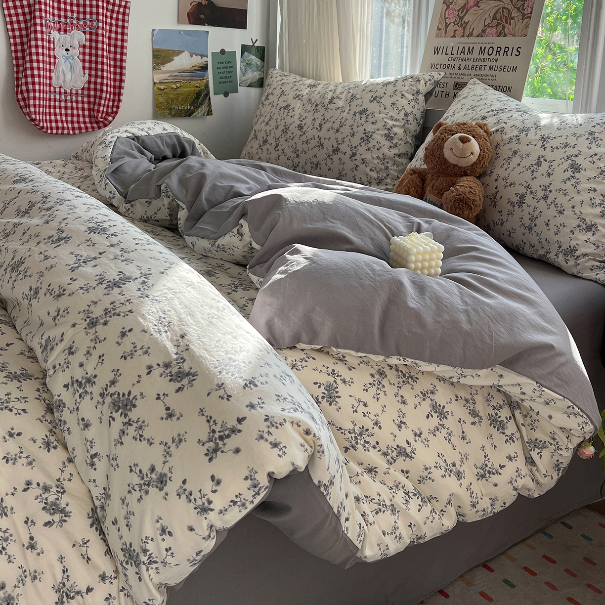 91家纺网 家纺一手货源 找家纺 水墨江南 2026新款加厚仿棉古法水洗棉小布袋款印花四件套 初夏