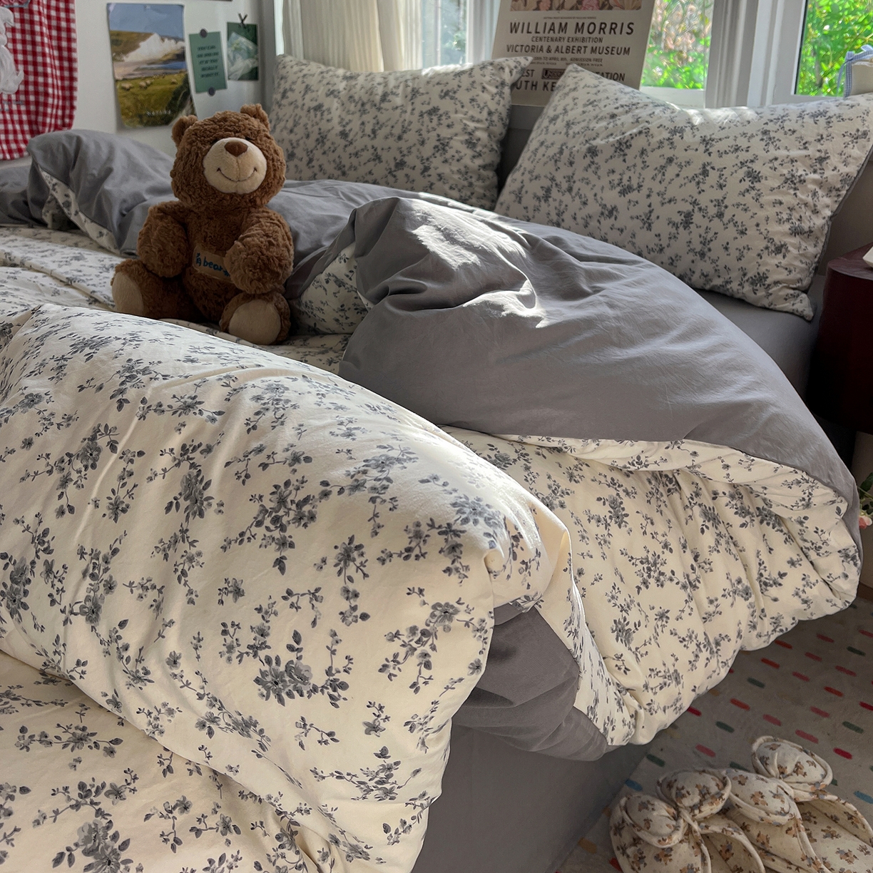 91家纺网 家纺一手货源 找家纺 水墨江南 2026新款加厚仿棉古法水洗棉小布袋款印花四件套 初夏