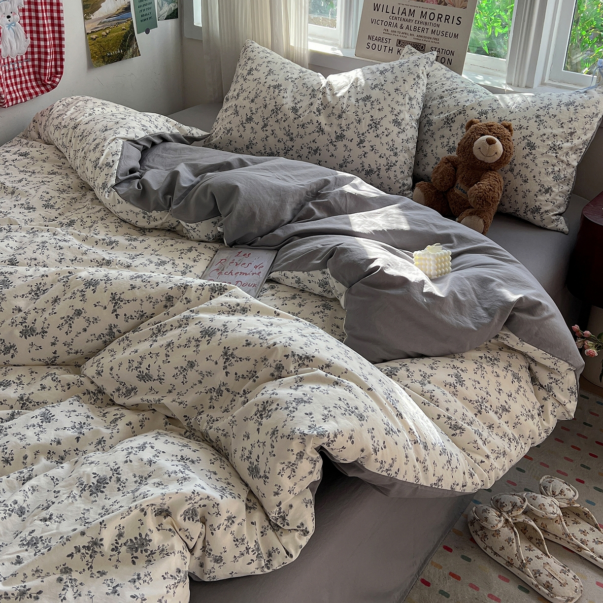 91家纺网 家纺一手货源 找家纺 水墨江南 2026新款加厚仿棉古法水洗棉小布袋款印花四件套 初夏