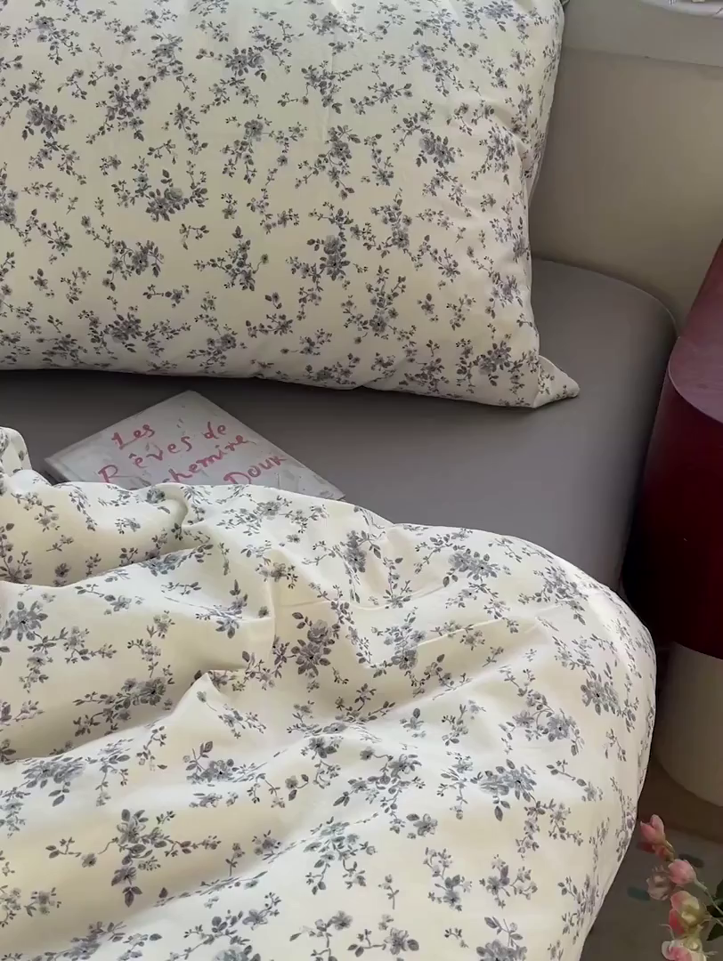 91家纺网 家纺一手货源 找家纺 水墨江南 2026新款加厚仿棉古法水洗棉小布袋款印花四件套 初夏