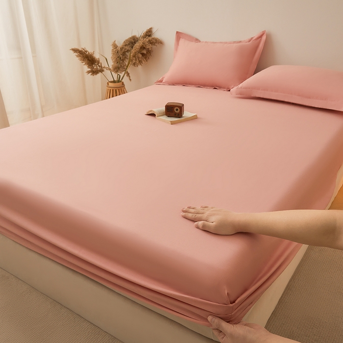 名优家纺 2026新款纯色高密全棉纯棉床笠单床笠床笠单件 樱花粉