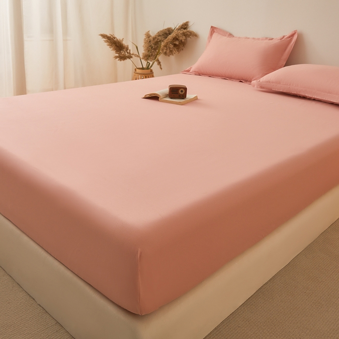 91家纺网 家纺一手货源 找家纺 名优家纺 2026新款纯色高密全棉纯棉床笠单床笠床笠单件 樱花粉