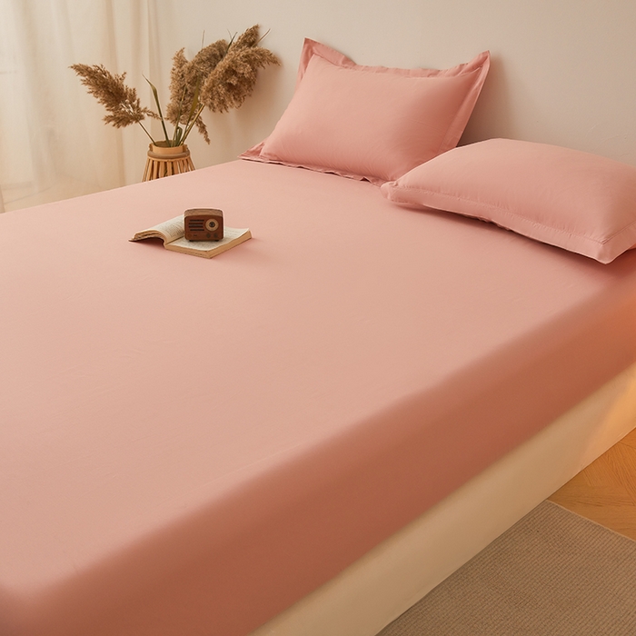 91家纺网 家纺一手货源 找家纺 名优家纺 2026新款纯色高密全棉纯棉床笠单床笠床笠单件 樱花粉